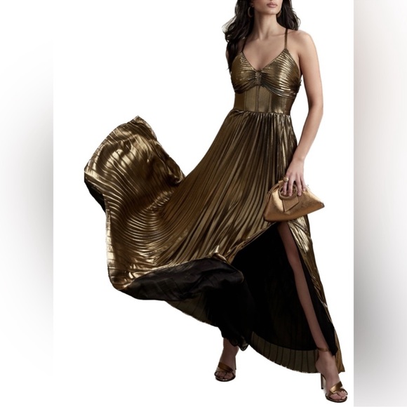 strapless open back dress CARAMEL MIDI PLEATED DRESS WITH JACKET TOP – Le Obsession Boutique main image 0